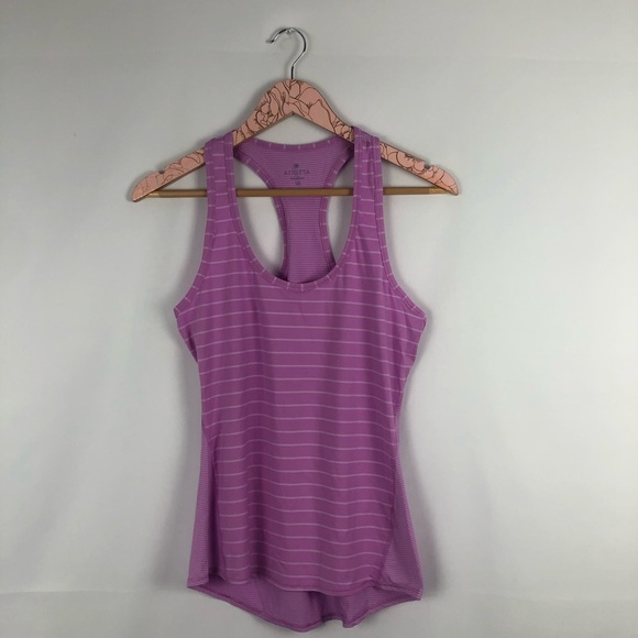 Athleta Purple Racerback Jazzy Stripe Chi Tank Top - Picture 2 of 5